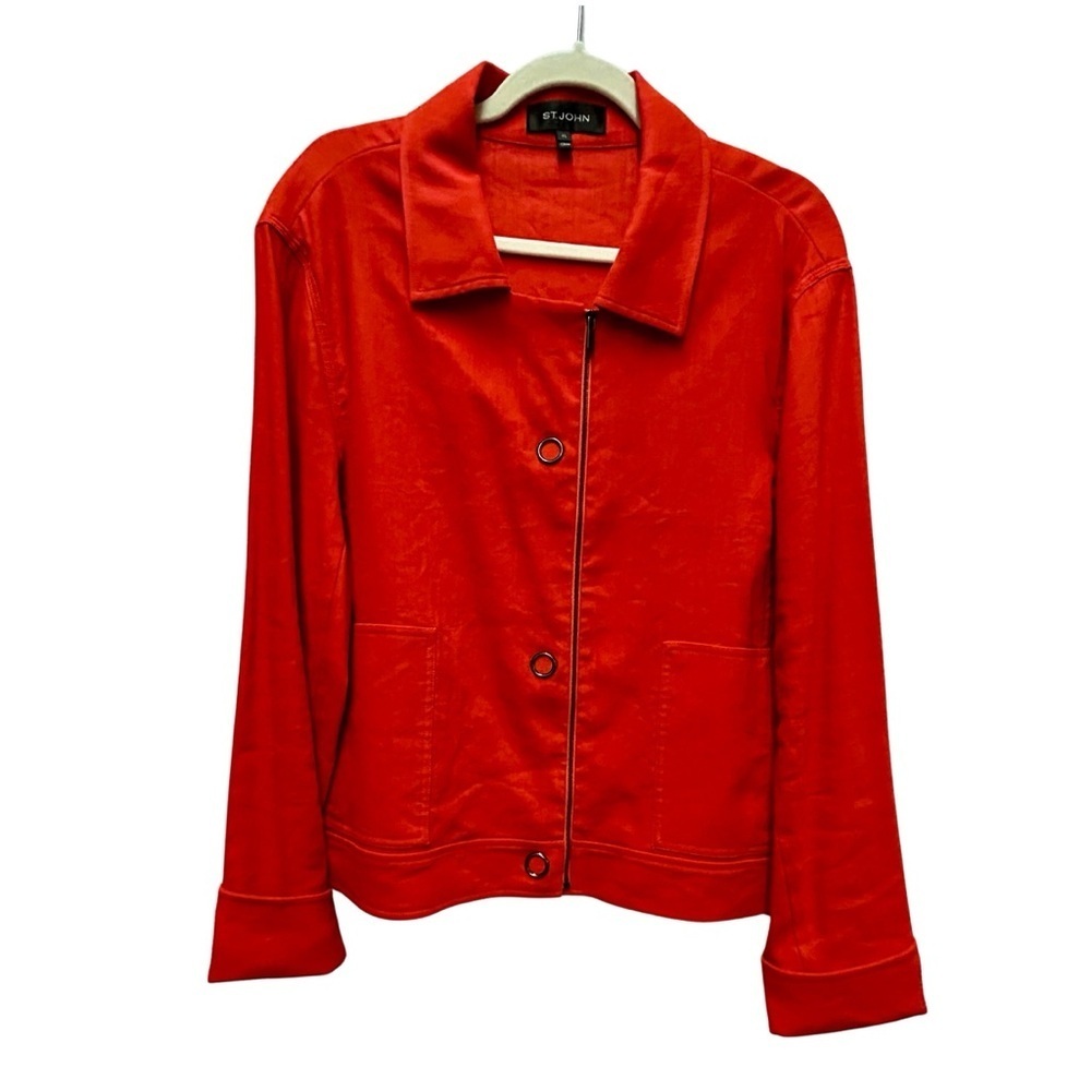 St. John Sport Bright Orange Linen Blend Jacket | Size XL